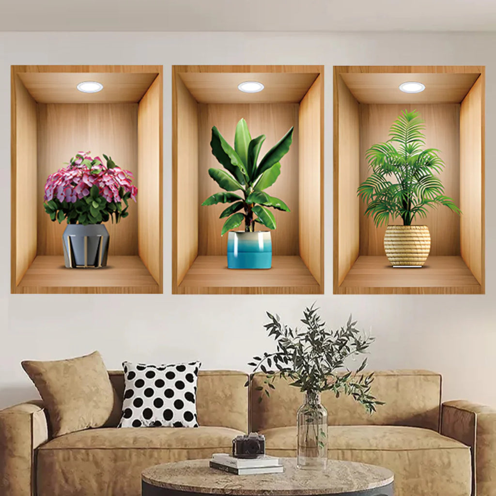 3D Plant Wall Stickers (3pcs Set)