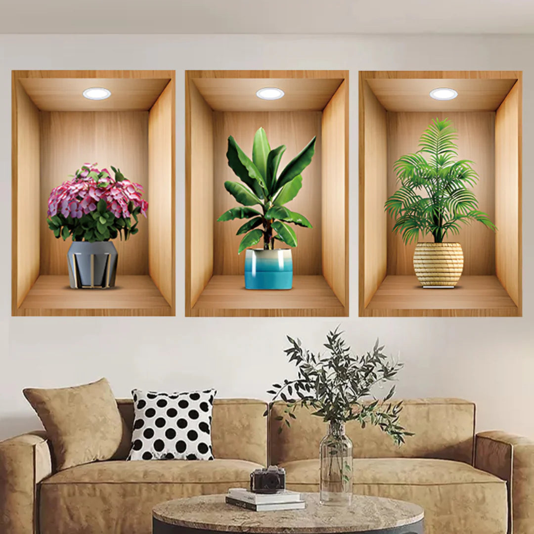3D Plant Wall Stickers (3pcs Set)