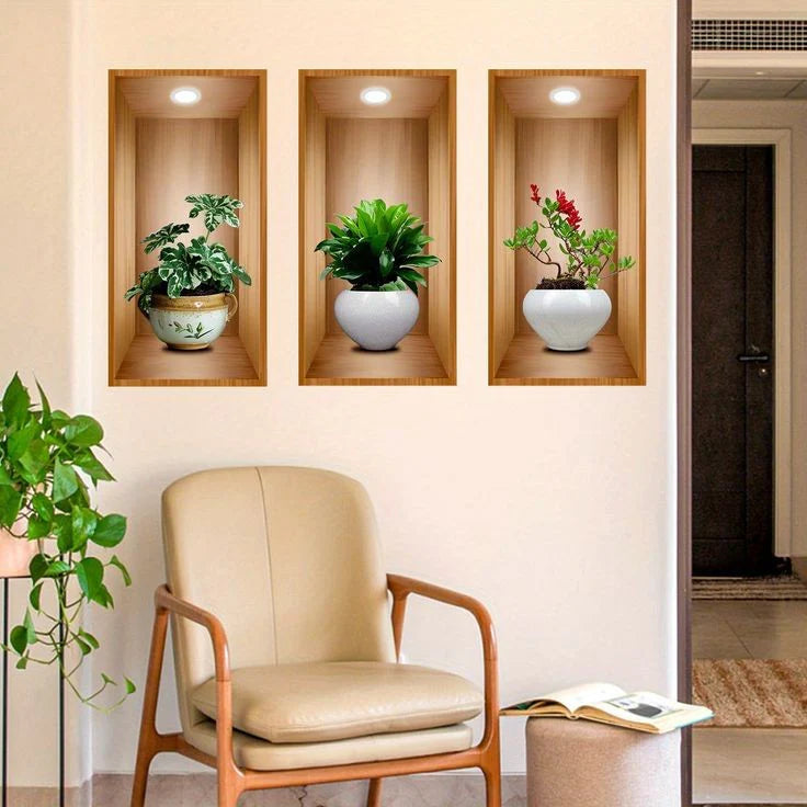 3D Plant Wall Stickers (3pcs Set)