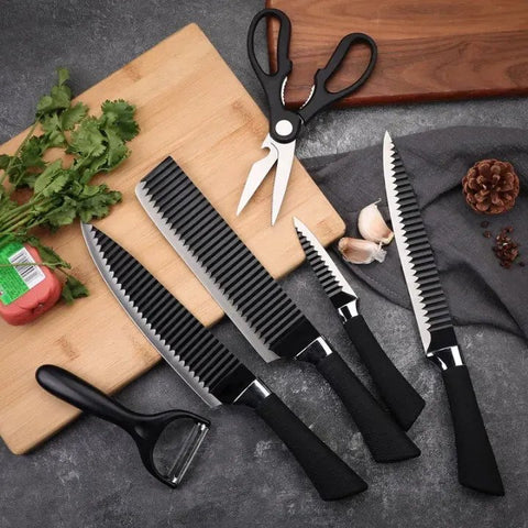 Premium 6Pcs Non Stick Knife Set for Kitchen | Sharp Stainless Steel Knifes with Ergonomic Handle
